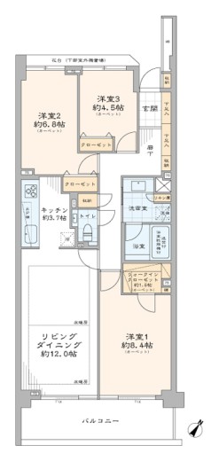 3LDK+WIC(間取)