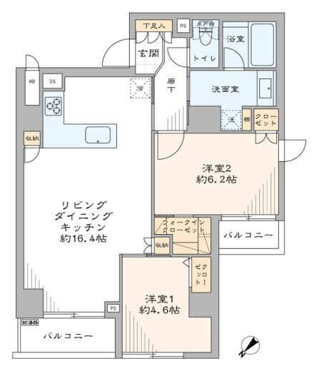 2LDK+WIC(間取)